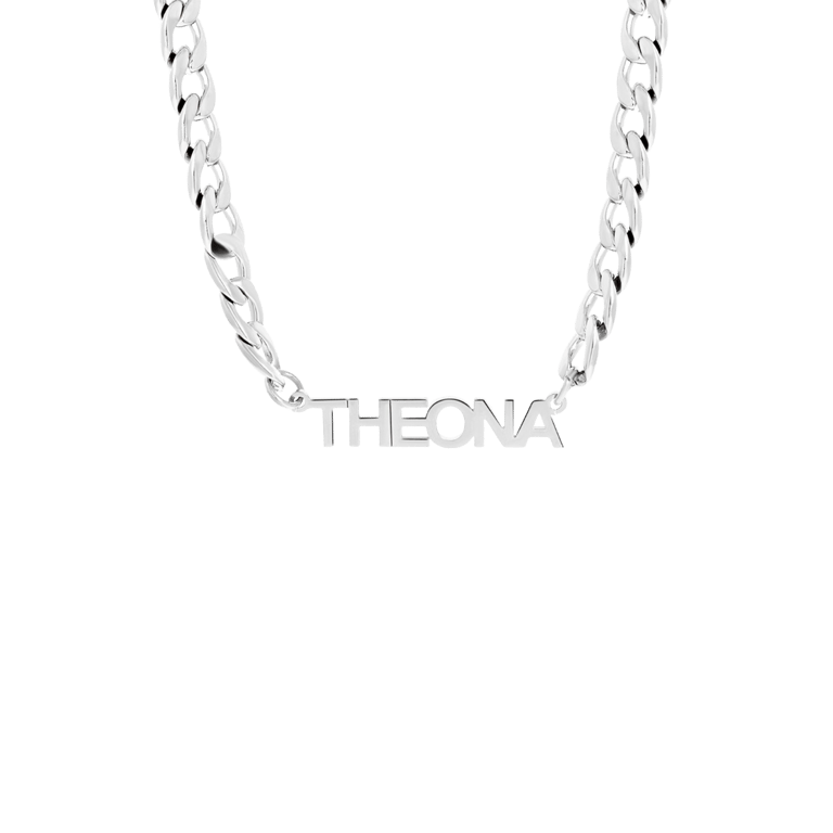 Stainless steel naamketting gourmetschakel