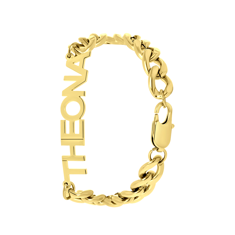 Stainless steel goldplated naamarmband