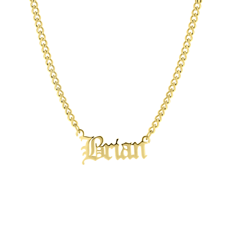 Stalen goldplated herennaamketting met hanger