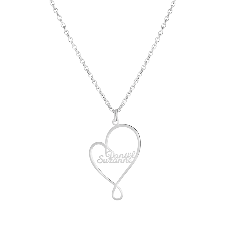 Stainless steel naamketting hart 2namen voor dames