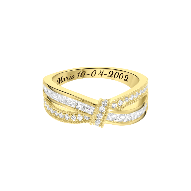 Zilveren goldplated ring met zirkonia voor dames