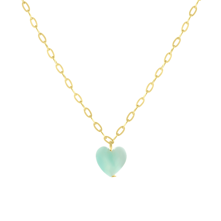 Stalen goldplated ketting met hartje aventurijn