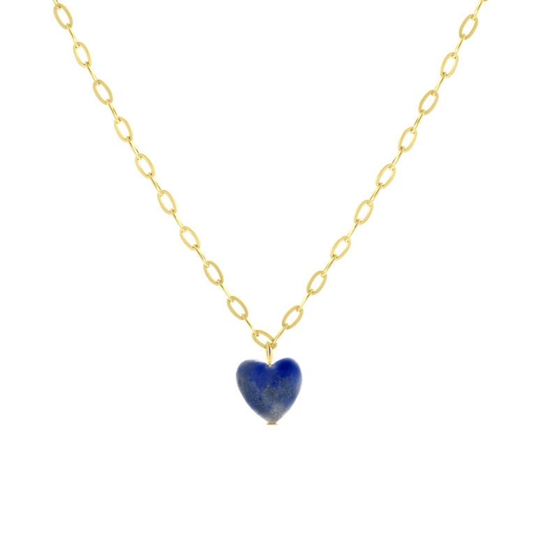 LuLu Jewels stainless steel goldplated ketting met hartje lapis voor dames