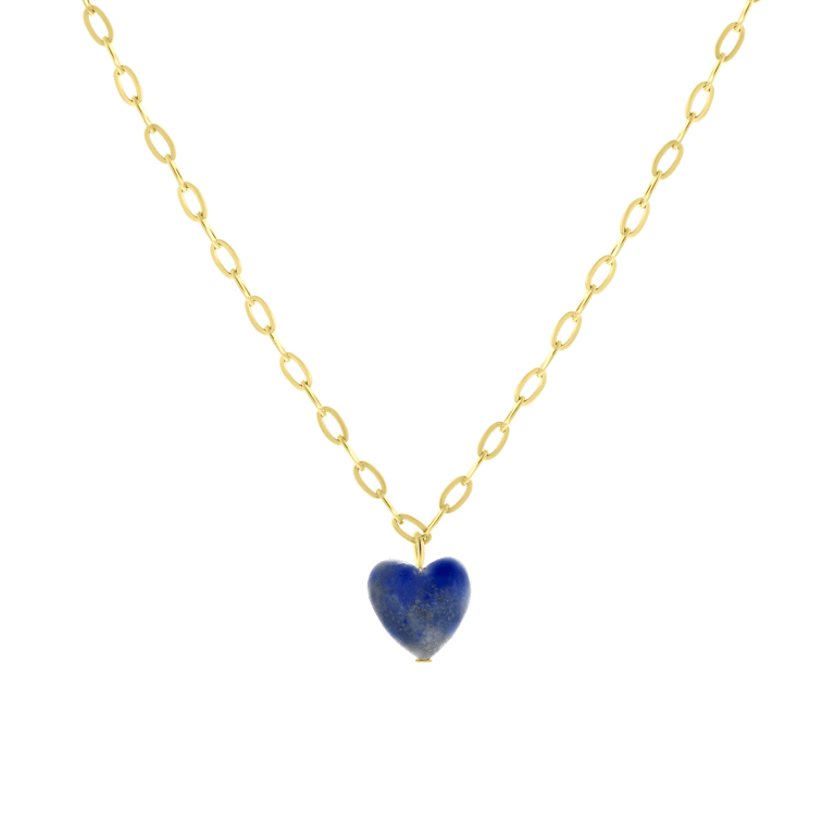 Stalen goldplated ketting met hartje lapis