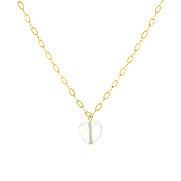 Stalen goldplated ketting met hartje maansteen