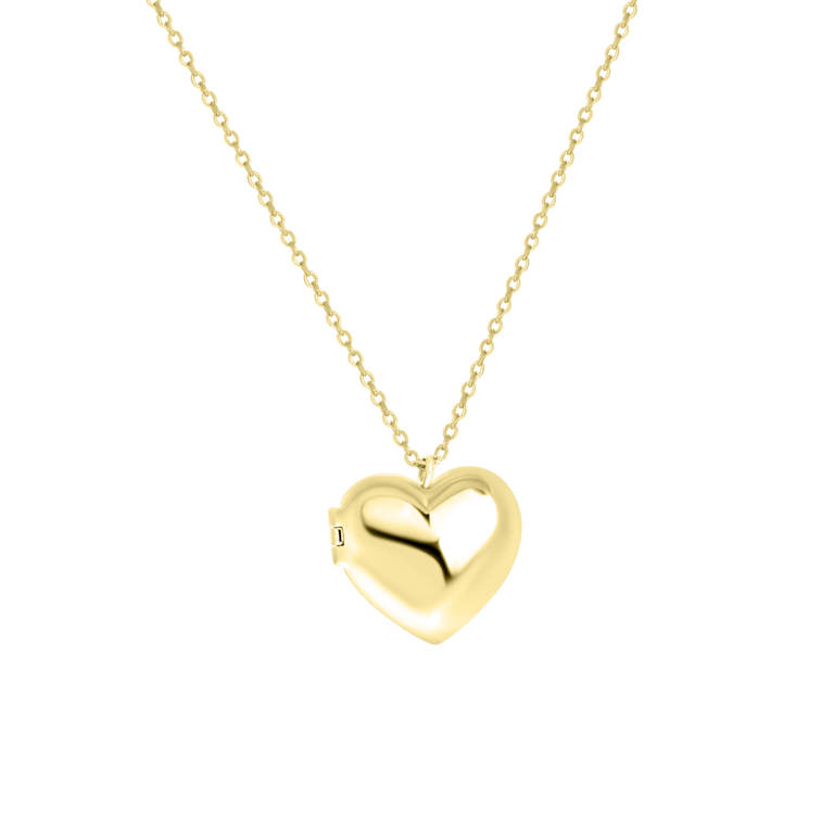 Zilveren goldplated ketting&hanger hart medaillon