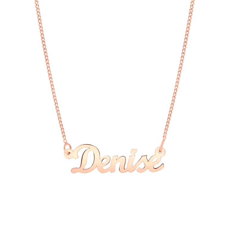 Zilveren roséplated naamketting voor dames