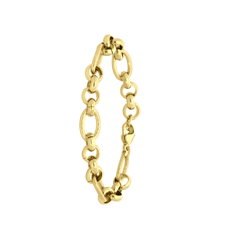 Stalen goldplated fantasiearmband voor dames