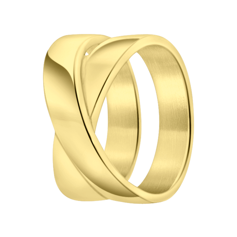 Gerecycled stalen 18 karaat goldplated ring Trinette