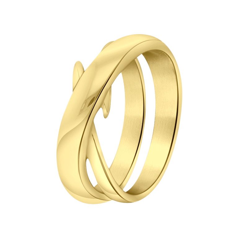 Gerecycled stalen 18 karaat goldplated ring Vignetta