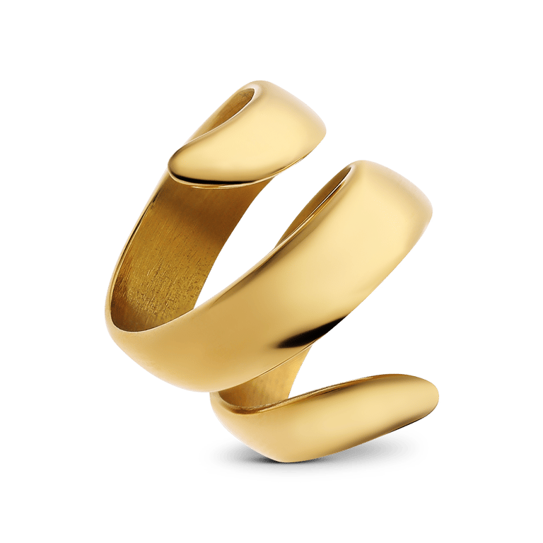 Gerecycled stalen 18 karaat goldplated ring Rosamonde