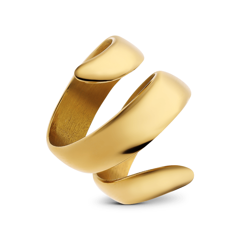 Gerecycleerd stainless steel 18 karaat goldplated ring rosamonde