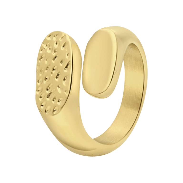 Gerecycled stalen 18 karaat goldplated ring Zola