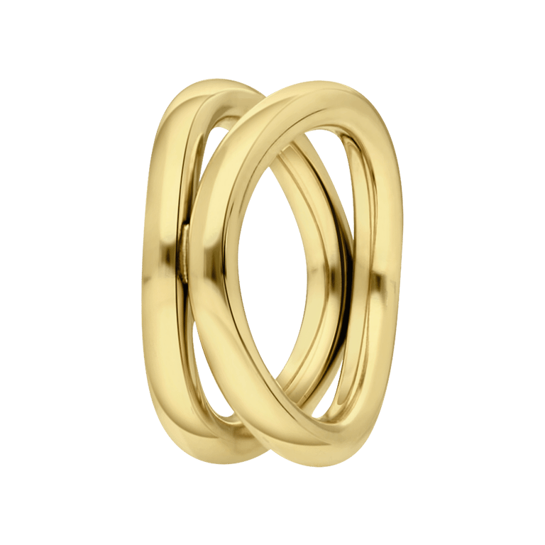 Gerecycleerd stainless steel 18 karaat goldplated ring amandine