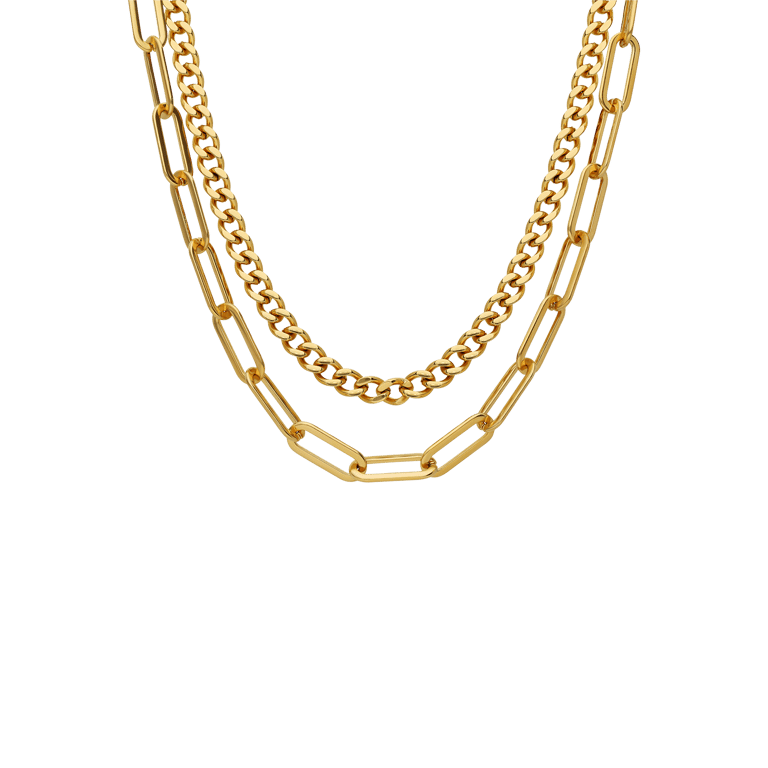 Gerecycled stalen 18 karaat goldplated ketting ariane