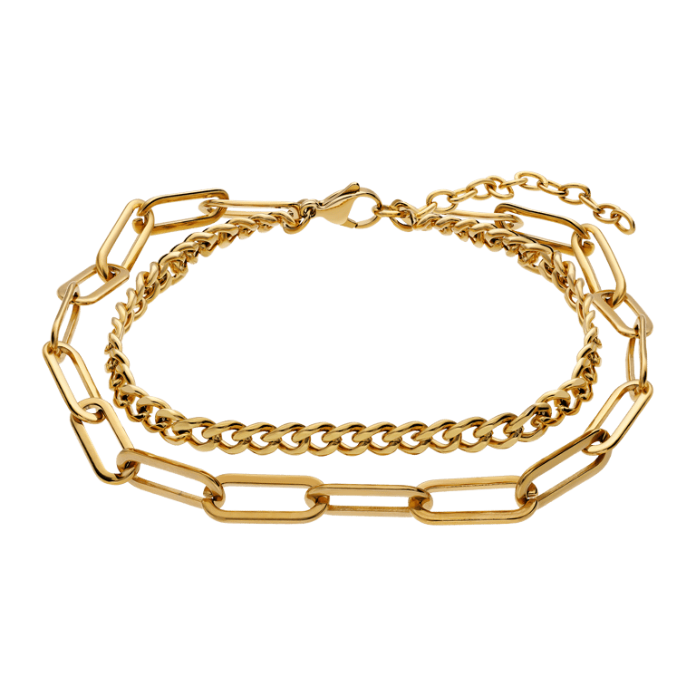 Stainless steel goldplated fantasiearmband voor dames