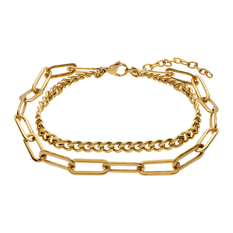 Stalen goldplated fantasiearmband voor dames
