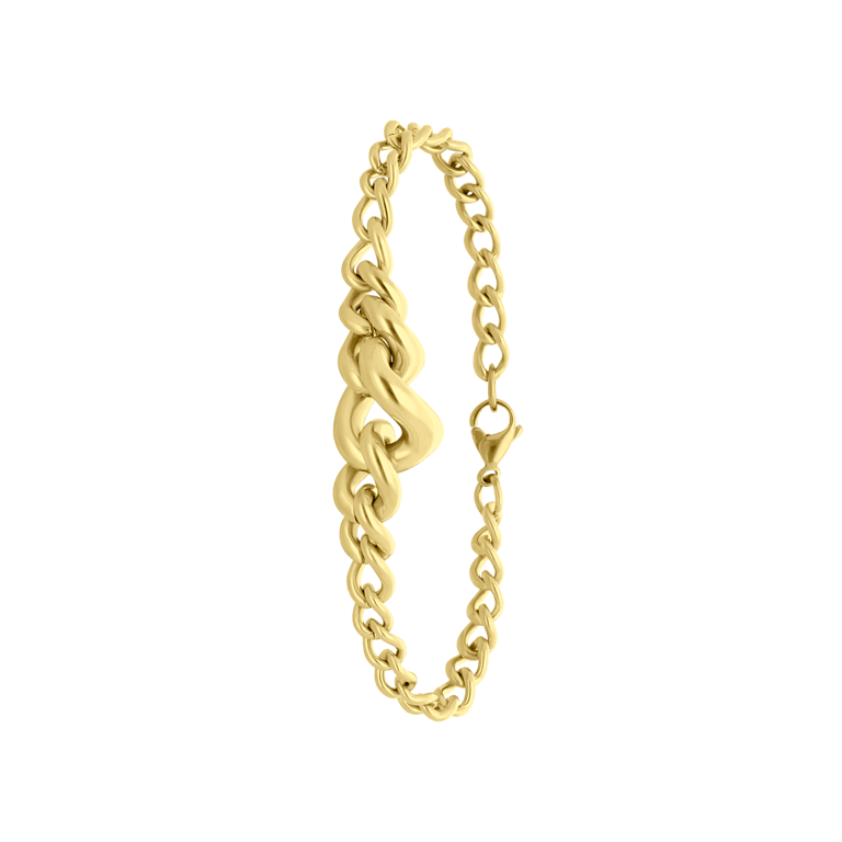 Stalen goldplated fantasiearmband voor dames