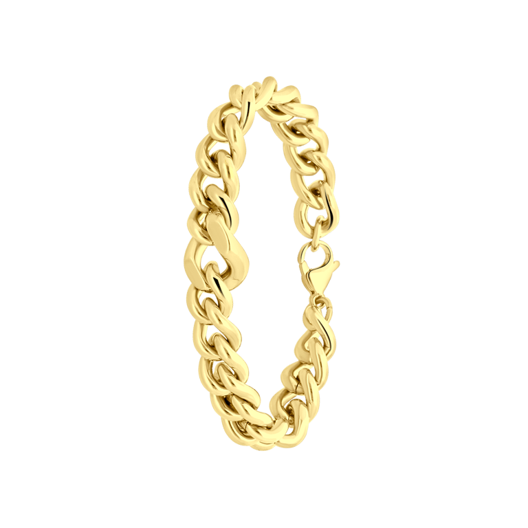 Stalen goldplated fantasiearmband voor dames