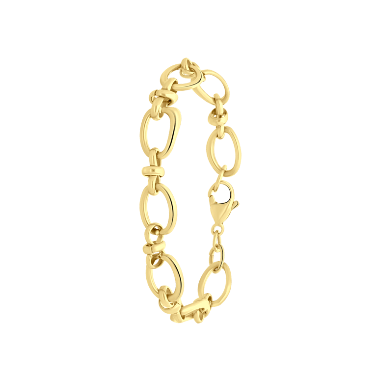Stalen goldplated fantasiearmband voor dames