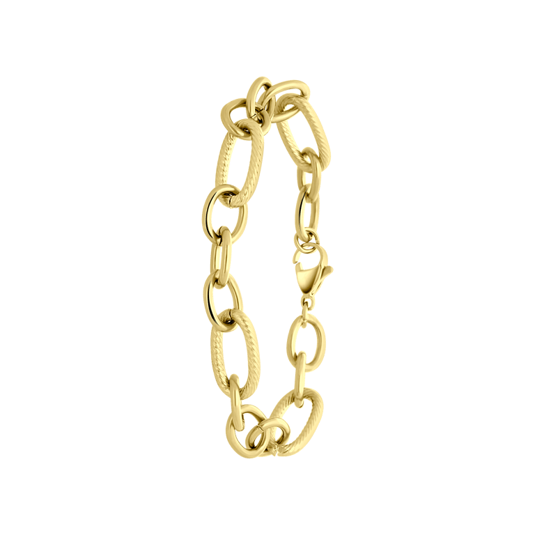 Stalen goldplated fantasiearmband voor dames
