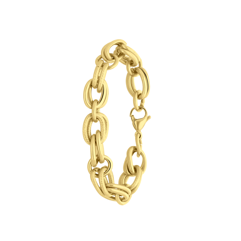 Stalen goldplated fantasiearmband voor dames