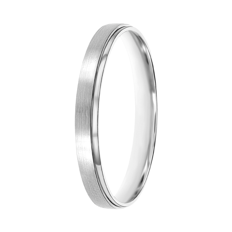 Trauring für Herren, 375 Weißgold, 3 mm, Elif TW 304