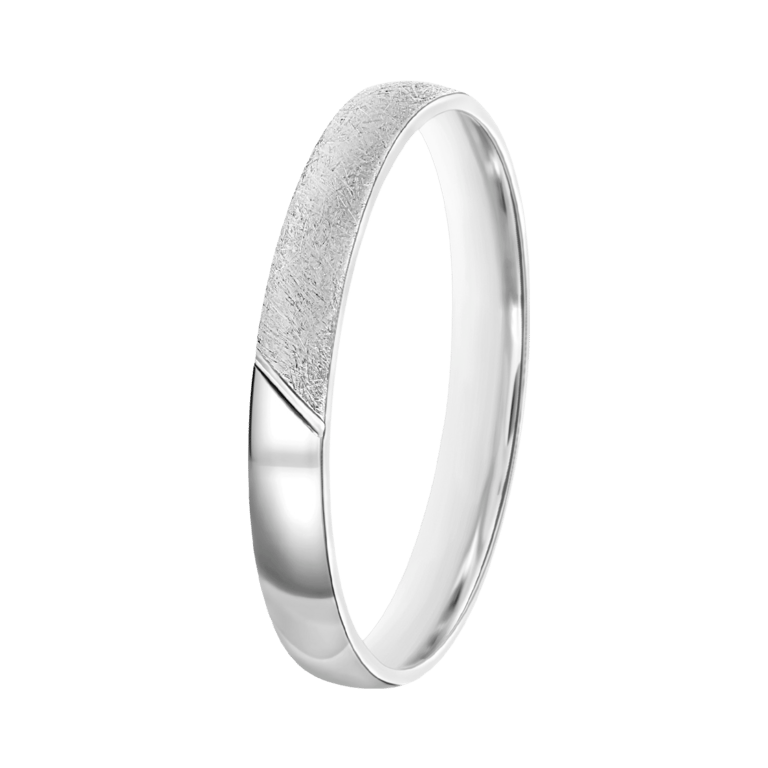 Trauring für Herren, 375 Weißgold, 3 mm, Ella TW 305