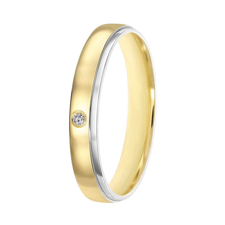 14K bicolor gouden dames trouwring 3mm Evy TW 307