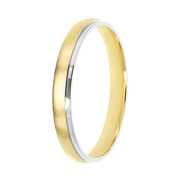 Bicolor-Trauring für Herren, 585 Gold, 3 mm, Evy TW 307