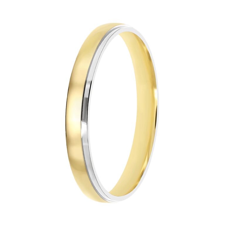 Bicolor-Trauring für Herren, 375 Gold, 3 mm, Evy TW 307