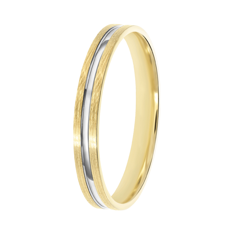 Bicolor-Trauring für Herren, 585 Gold, 3 mm, Lara TW 308