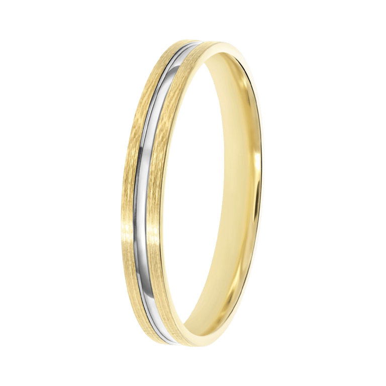 Bicolor-Trauring für Herren, 375 Gold, 3 mm, Lara TW 308