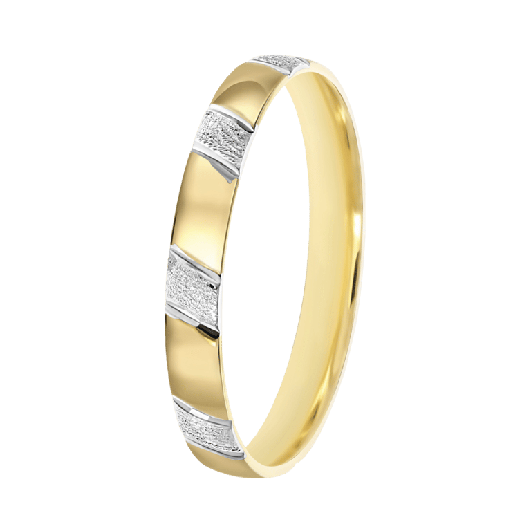 Bicolor-Trauring für Herren, 585 Gold, 3 mm, Layla TW 309