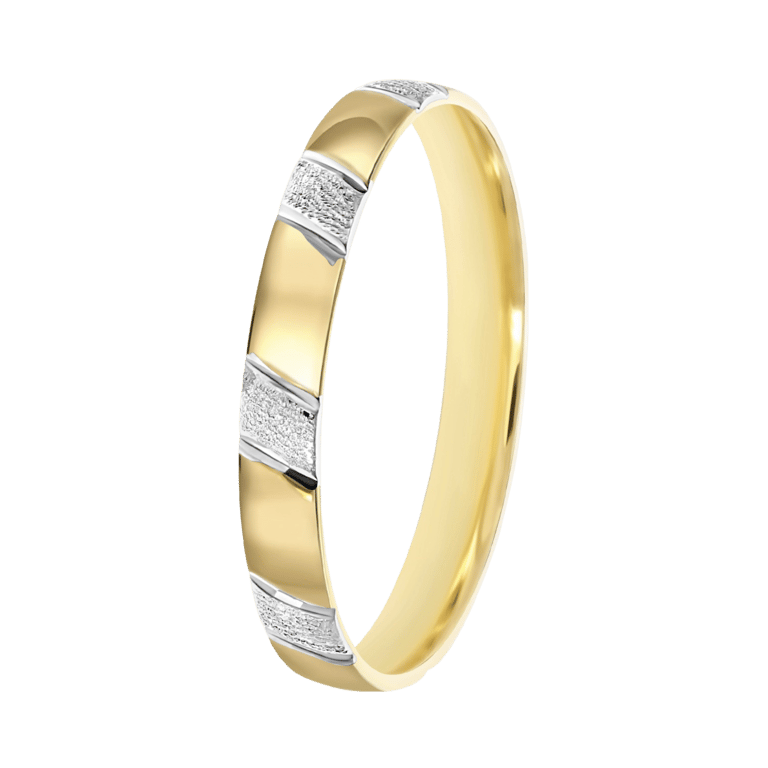 Bicolor-Trauring für Herren, 375 Gold, 3 mm, Layla TW 309