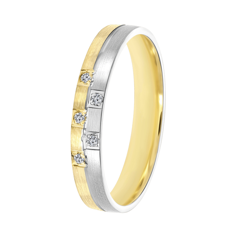 14K bicolor gouden dames trouwring 3mm Lina TW 310