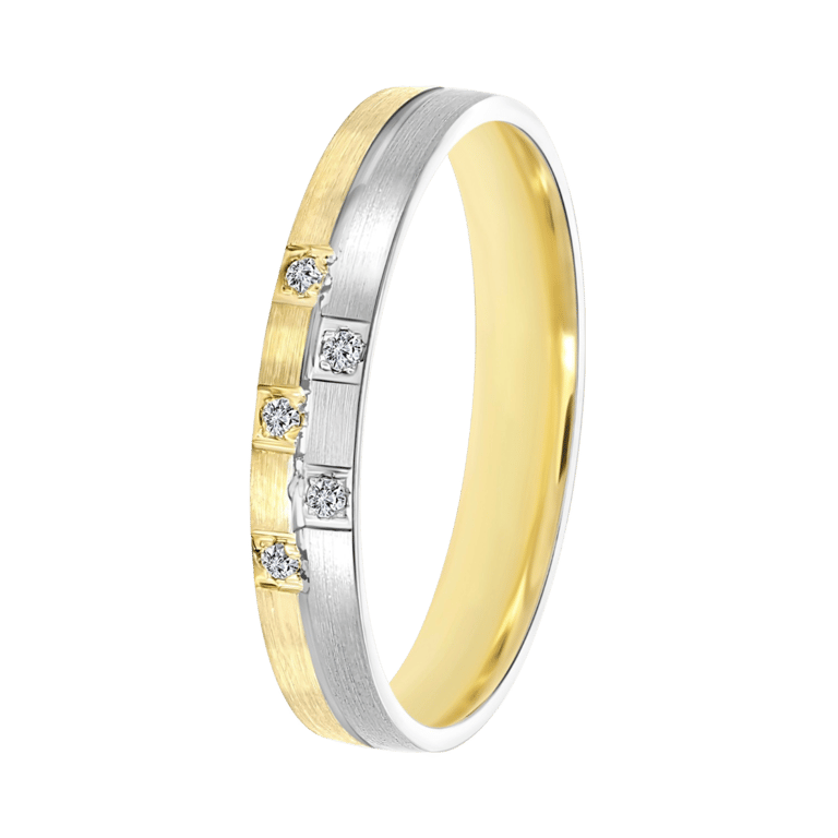 9K bicolor dames trouwring 3mm Lina TW 310