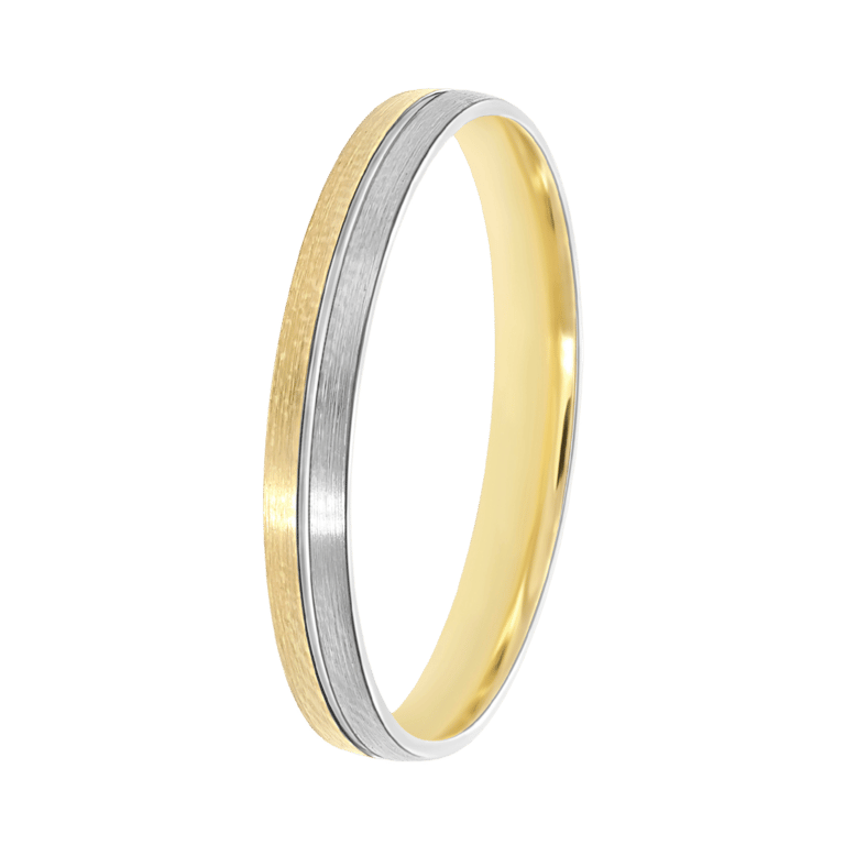 Bicolor-Trauring für Herren, 585 Gold, 3 mm, Lina TW 310