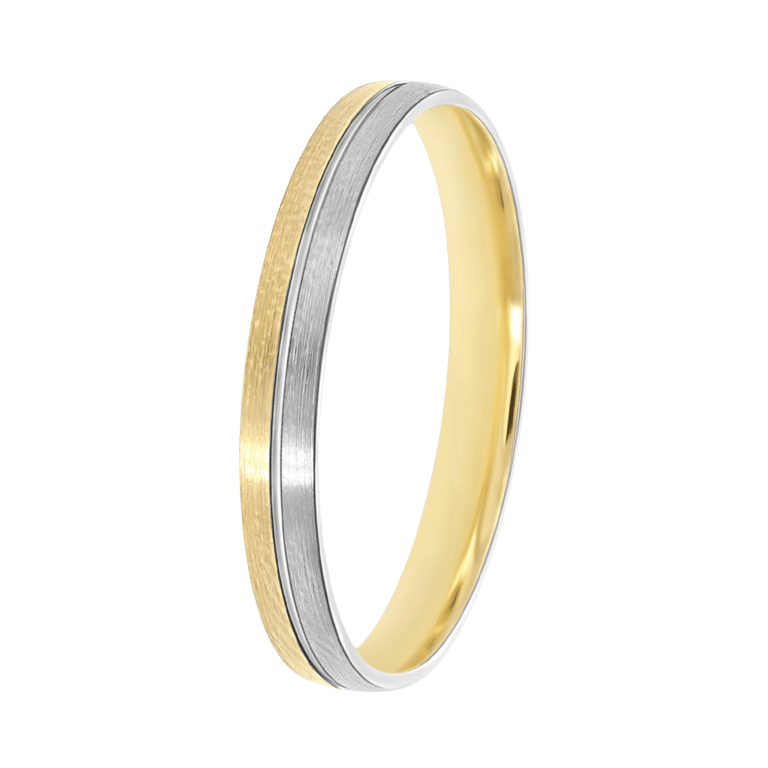 Bicolor-Trauring für Herren, 375 Gold, 3 mm, Lina TW 310