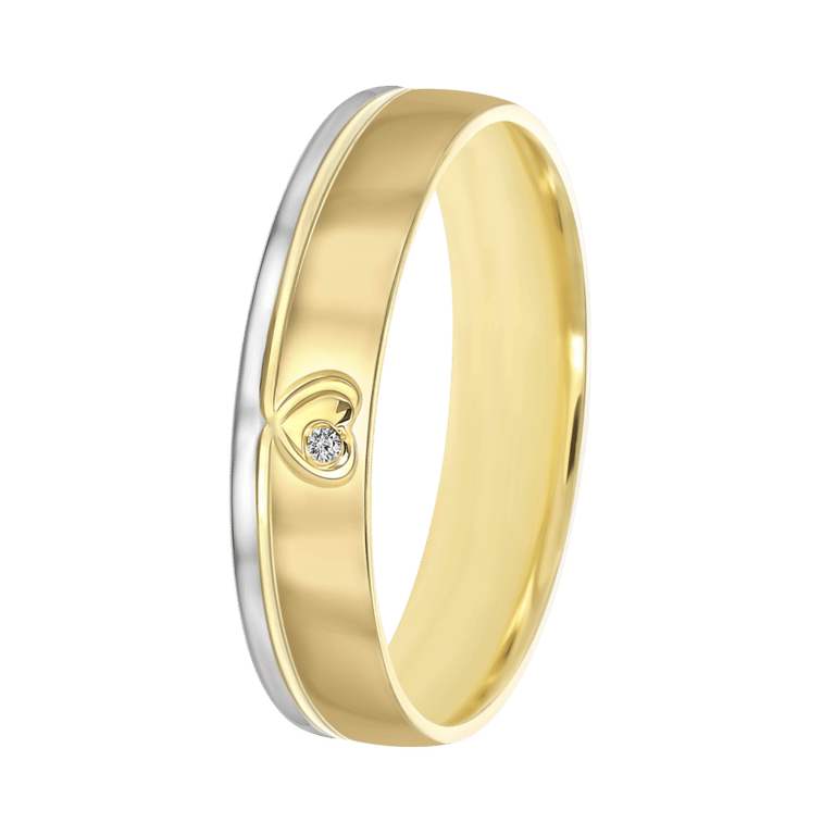 14K bicolor gouden dames trouwring 4mm Rosa TW 455