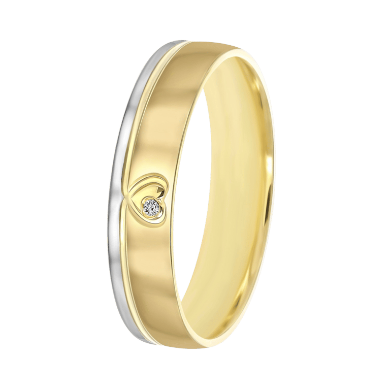 9K bicolor dames trouwring 4mm Rosa TW 455