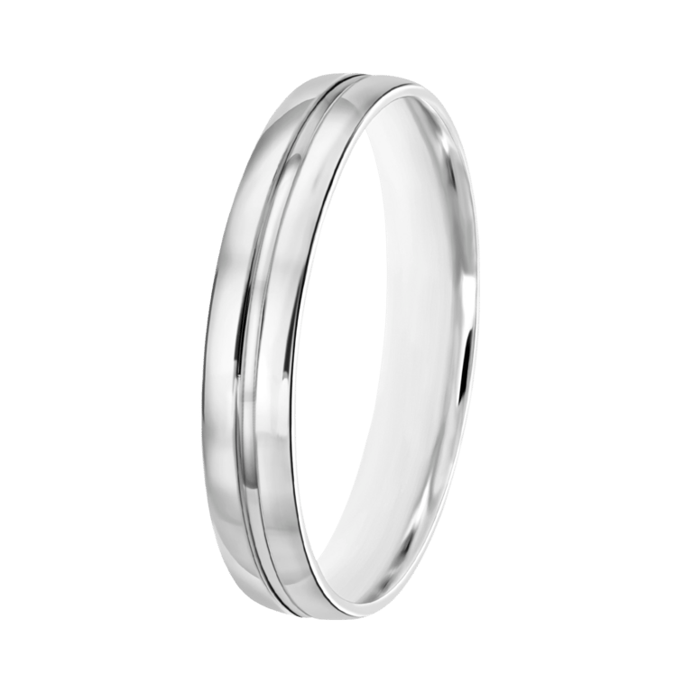 Trauring für Herren, 375 Weißgold, 4 mm, Sara TW 456