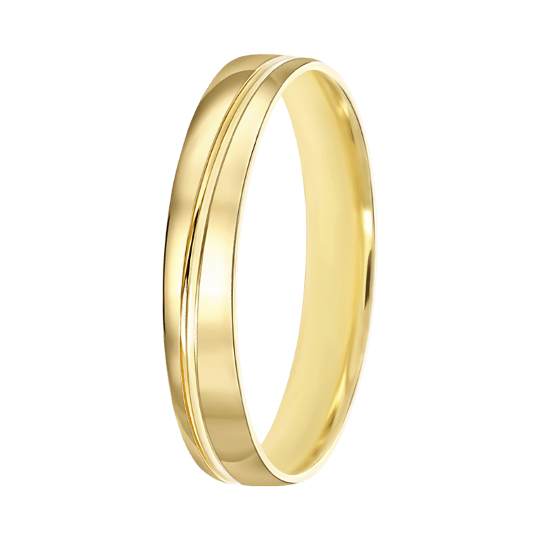 14K geelgouden heren trouwring 4mm Sterre TW 457