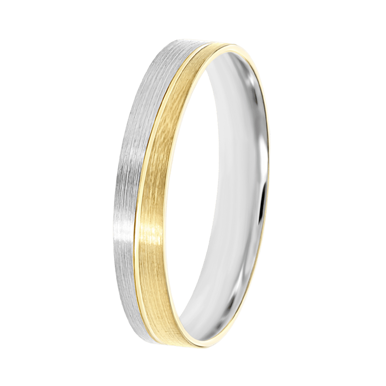 Bicolor-Trauring für Herren, 585 Gold, 4 mm, Tess TW 458