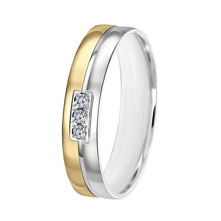 14K bicolor gouden dames trouwring 4mm Vera TW 459