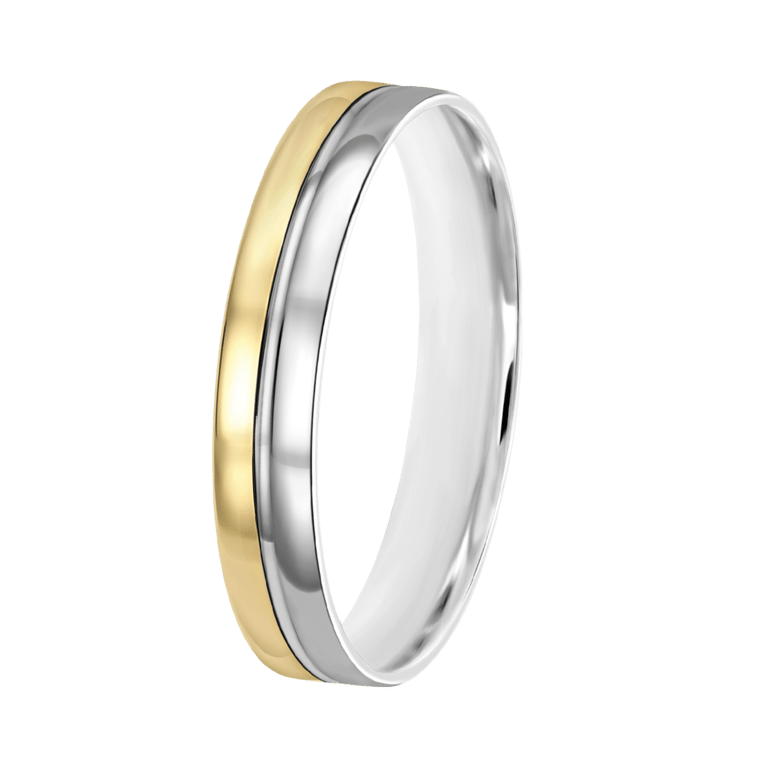 Bicolor-Trauring für Herren, 585 Gold, 4 mm, Vera TW 459