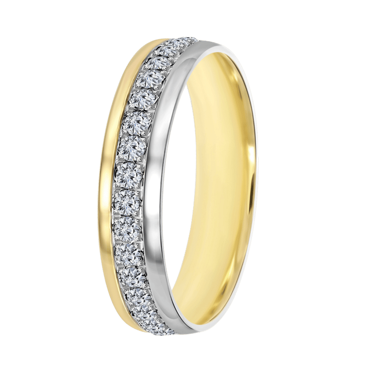 14K bicolor gouden dames trouwring 4mm Yara TW 460