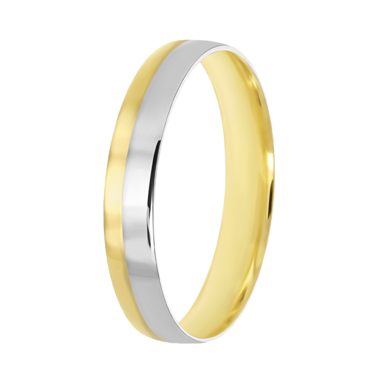 Bicolor-Trauring für Herren, 375 Gold, 4 mm, Yara TW 460