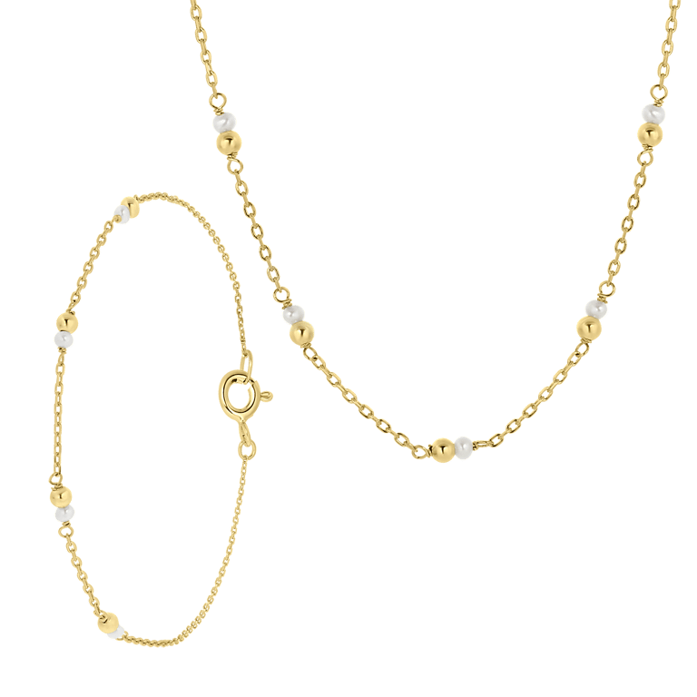 Zilveren goldplated sieradenset voor dames met parel