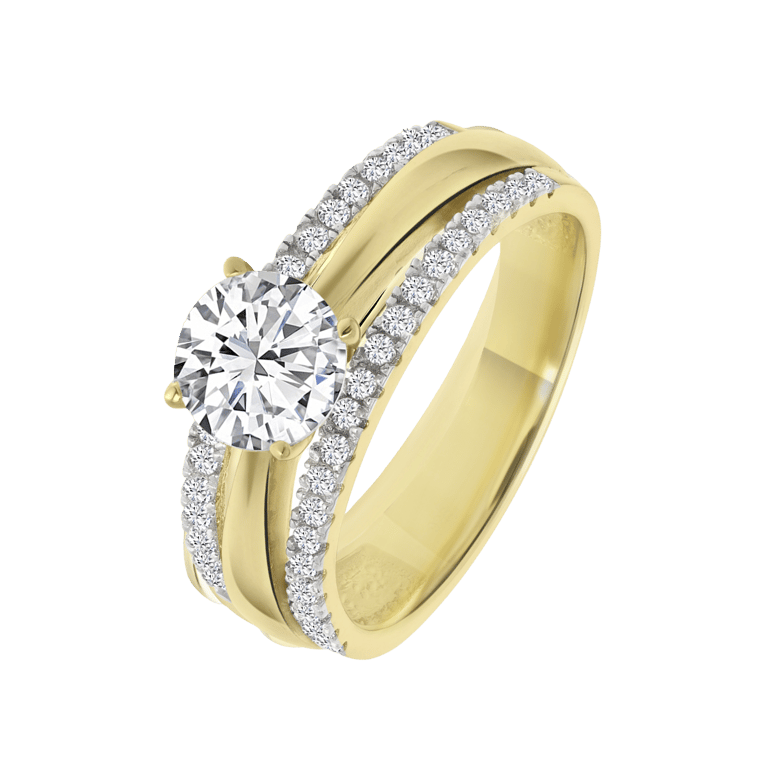 Ring, 925 Silber, vergoldet (750 Gold), mit Zirkonia